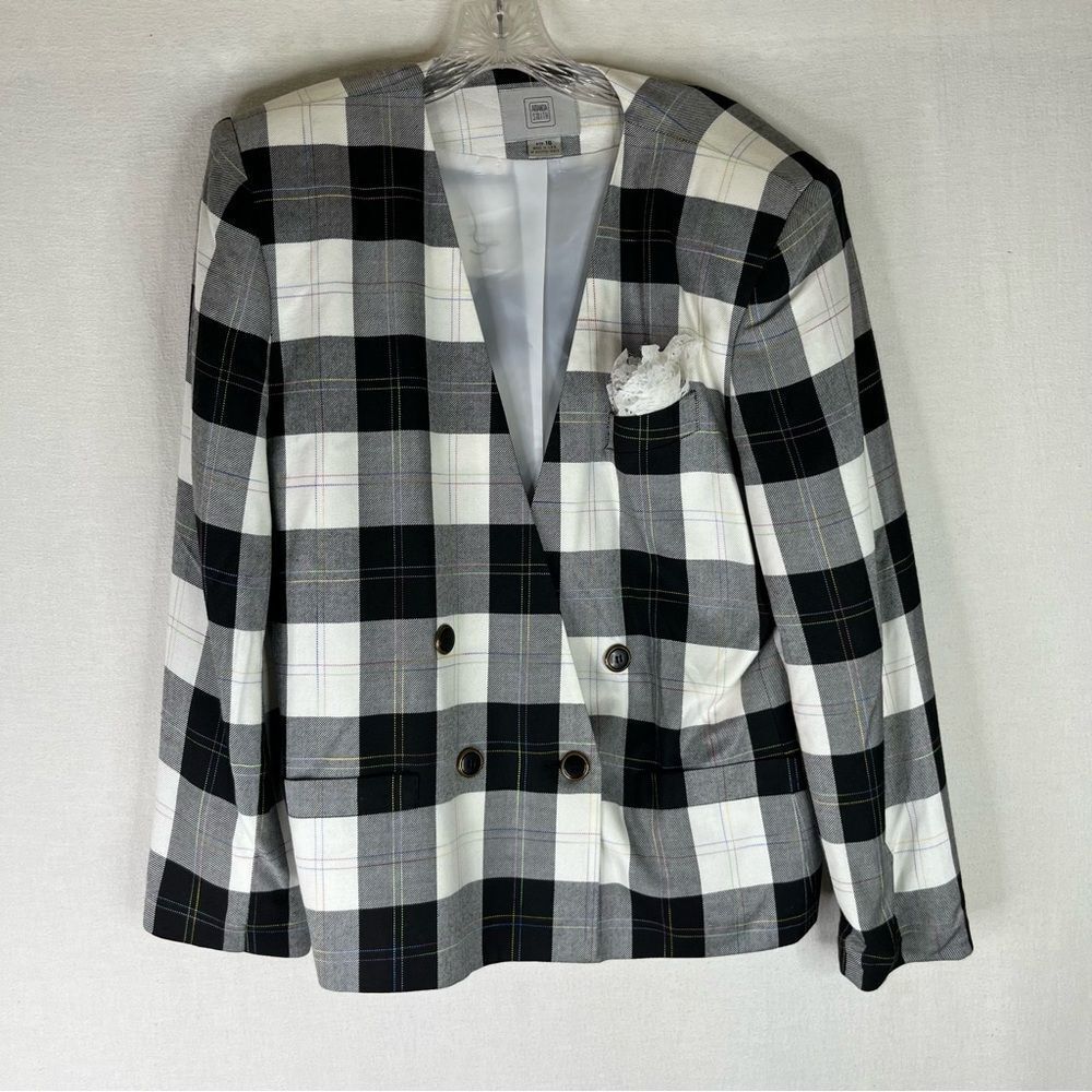 Amanda Smith Vintage Blazer Skirt Set 90s Clueless Plaid Double Breasted 16 - Picture 2 of 15